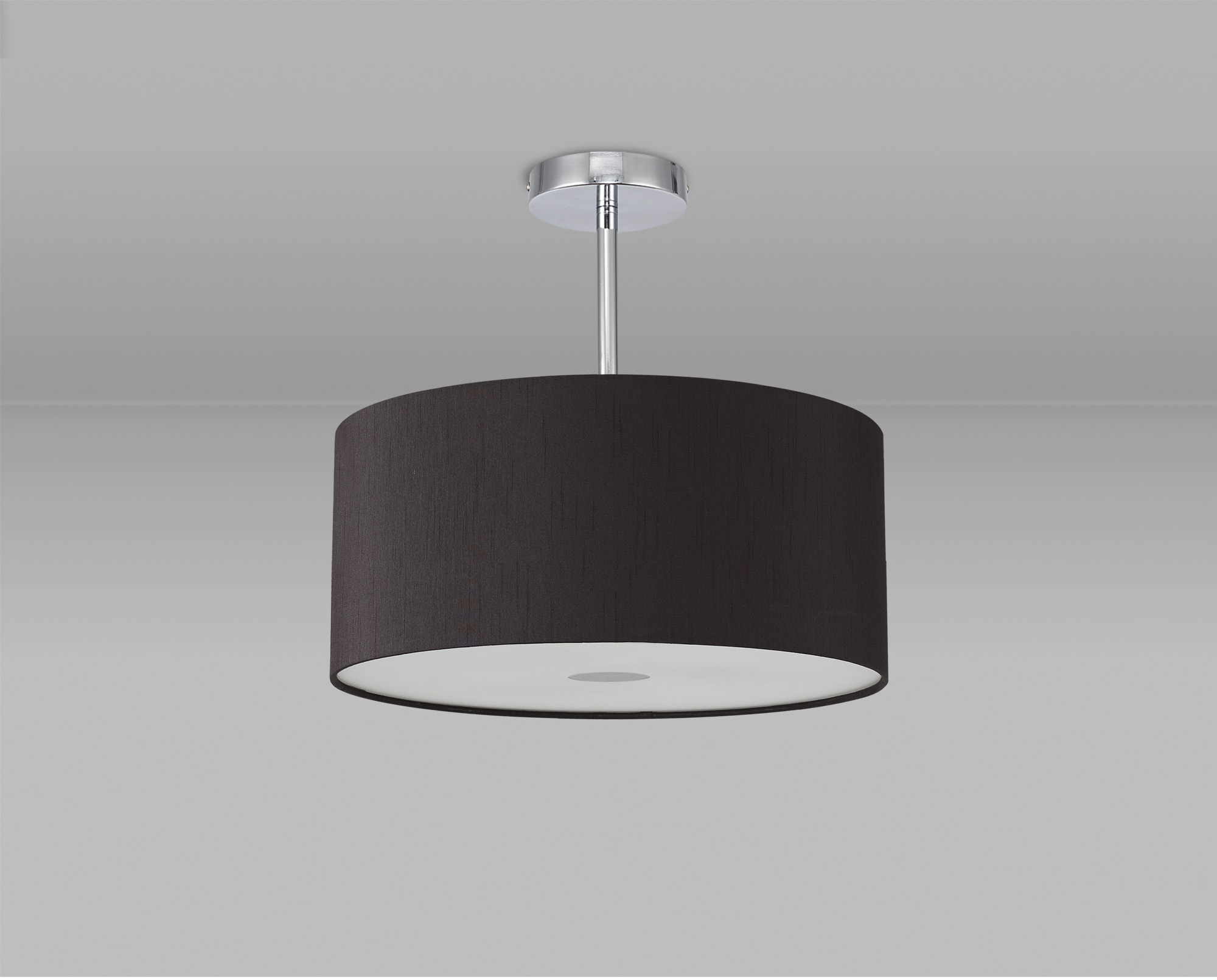 Baymont 40cm Semi Flush 1 Light Polished Chrome, Black, Frosted Diffuser DK0101  Deco Baymont